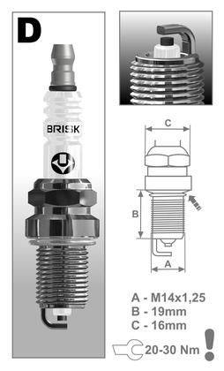 BRISK zapaľovacia sviečka D14Y=D14YC(1357) Super 