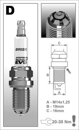 BRISK zapaľovacia sviečka Premium EVO DR14BSXC(1925)