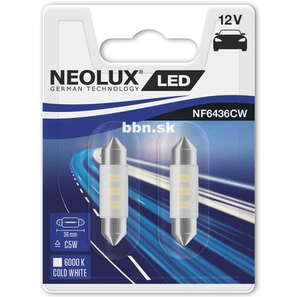 Neolux LED C5W 12V 0,5W SV8.5-8 NF6436CW blister 6000K jasná biela duo blister (36mm)