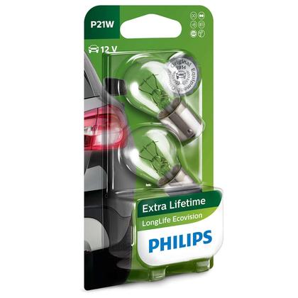 Philips 12V P21W 21W BA15s Longer Life EcoVision - 2ks